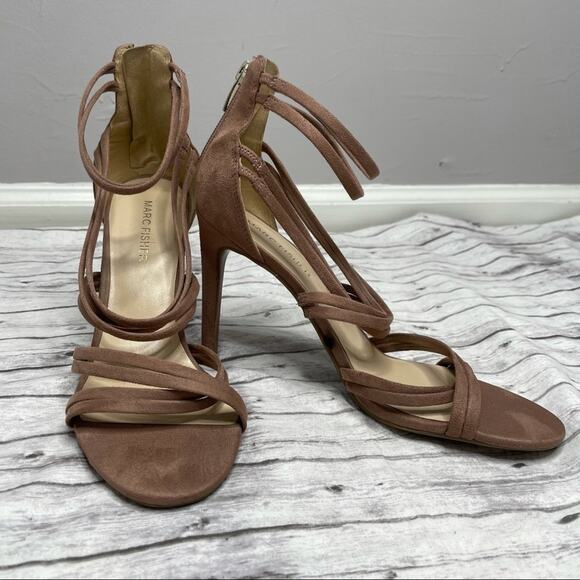 MARC FISHER High Heels Womens Size 8.5 Pink Strappy Suede Date Event Formal - Picture 3 of 11